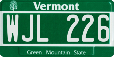 VT license plate WJL226