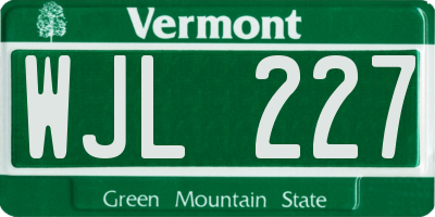 VT license plate WJL227