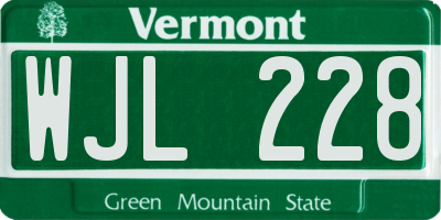 VT license plate WJL228