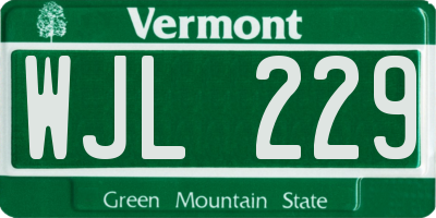 VT license plate WJL229