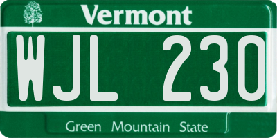 VT license plate WJL230