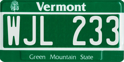 VT license plate WJL233