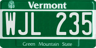 VT license plate WJL235