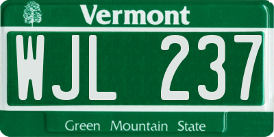 VT license plate WJL237