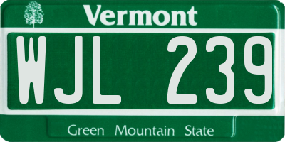 VT license plate WJL239
