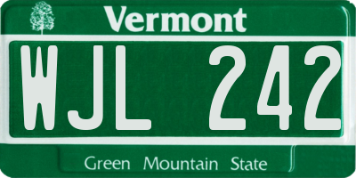 VT license plate WJL242