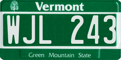 VT license plate WJL243