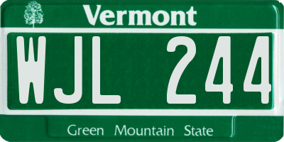 VT license plate WJL244