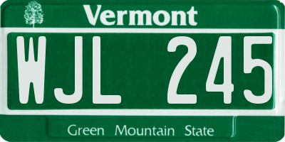VT license plate WJL245