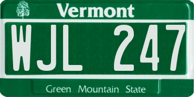 VT license plate WJL247