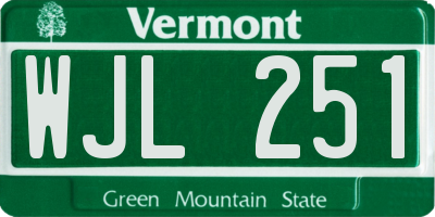 VT license plate WJL251