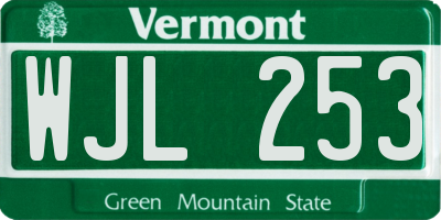 VT license plate WJL253