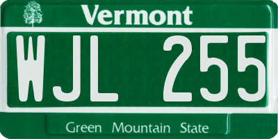 VT license plate WJL255