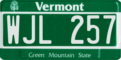 VT license plate WJL257