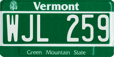 VT license plate WJL259