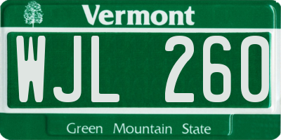 VT license plate WJL260