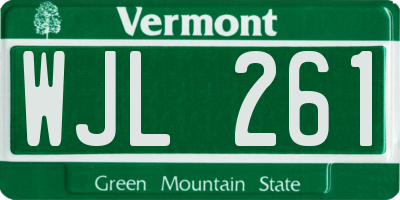 VT license plate WJL261