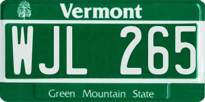 VT license plate WJL265