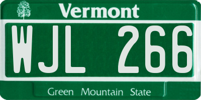 VT license plate WJL266