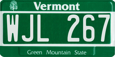 VT license plate WJL267