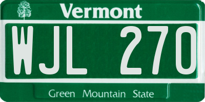 VT license plate WJL270