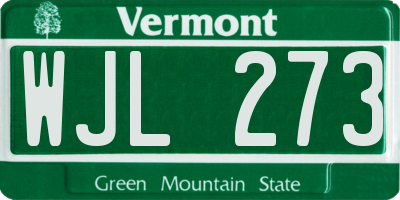 VT license plate WJL273