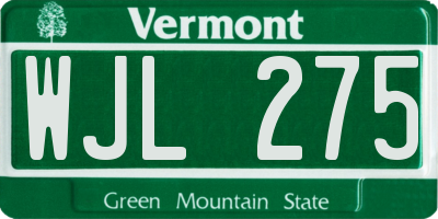 VT license plate WJL275