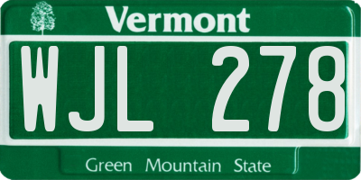 VT license plate WJL278