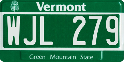 VT license plate WJL279