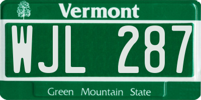 VT license plate WJL287