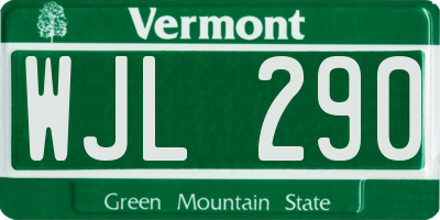 VT license plate WJL290