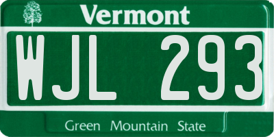 VT license plate WJL293