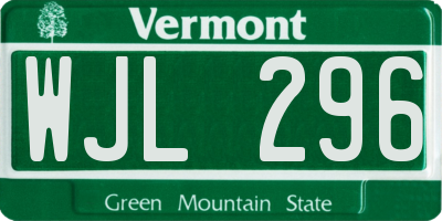 VT license plate WJL296