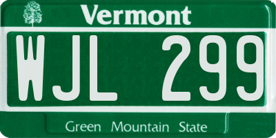 VT license plate WJL299