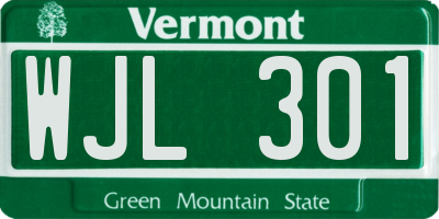 VT license plate WJL301