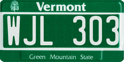VT license plate WJL303