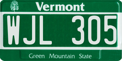 VT license plate WJL305