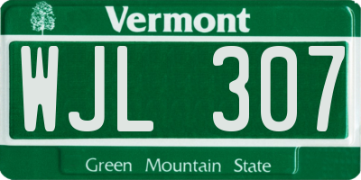 VT license plate WJL307