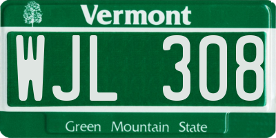 VT license plate WJL308