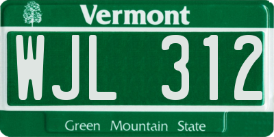 VT license plate WJL312