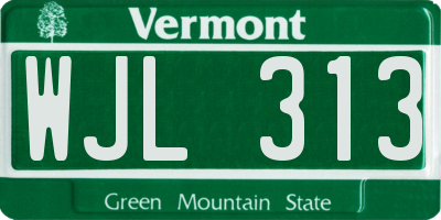 VT license plate WJL313
