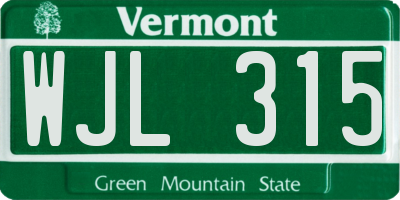 VT license plate WJL315