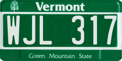 VT license plate WJL317