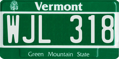 VT license plate WJL318