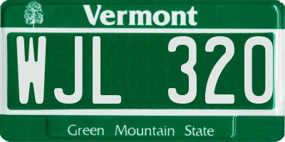 VT license plate WJL320