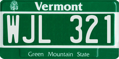 VT license plate WJL321