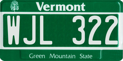 VT license plate WJL322