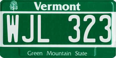 VT license plate WJL323