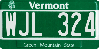 VT license plate WJL324