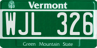 VT license plate WJL326